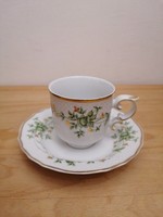 Hollóháza Erika patterned porcelain coffee cup + saucer plate