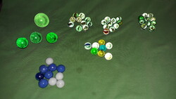 Retro traffic goods bazaar colored glass and majolica toy balls small and large 52 pcs as shown in the pictures