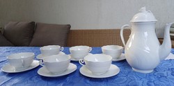 Gyönyönyörű 6 szemèlyre Herendi fehér teàs cappucinós csésze aljàval ès nagy teàs kanna. Videó is