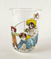 Rarity! Antique blown hand-painted glass cup 1893