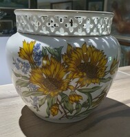 Zsolnay sunflower openwork pot