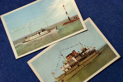 2 old Balaton photo postcards Zsigmond Móricz motor boat, pleasure boat. Postal clean 60s