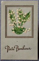 Antique embossed litho greeting card lily of the valley