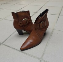 Leather, high-heeled ankle boots