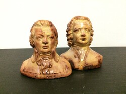Két kisméretű mellszobor-büszt--Bach és Mozart