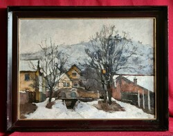 Holba tivadar (1906 - 1995): snowfall in Nagymaros