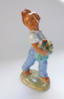 Mária H. Rahmer ceramic figure - boy with a bouquet of flowers