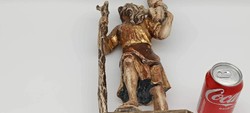 Saint Christopher, painted wooden statue