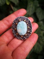 Silver ring with Larimar stone