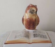 Owl with a book, porcelain, beautiful color, flawless