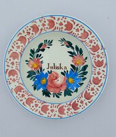 "Juliska" feliratos apátfalvi tányér