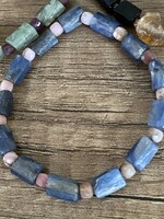 Real mineral bracelets - irregular bars with interspersed beads