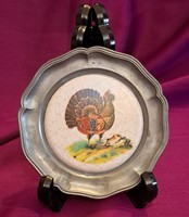 Deaf Duck Bird Pewter Plate, Hunting-themed Small Wall Plate (L4106)