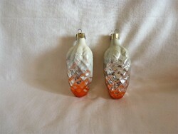 Old glass Christmas tree decorations - 2 snowy pine cones!
