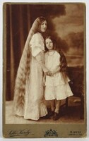 1N847 Sellei Károly fotográfus : Antik hosszú hajú anya és lánya portré fotográfia frizura divat