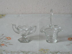 Mini glass basket and bowl with handles