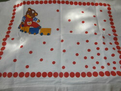 Retro tv teddy red polka dot pillow cover