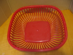 Burgundy plastic bread basket, fruit basket