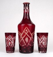 1N904 old burgundy polished glass offering set