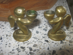 Pair of vintage copper mini angel candle holders