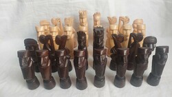Húsvét-sziget 1973 faragott fa sakk készlet