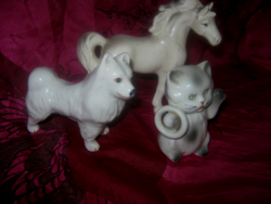 3 Porcelain figurines of cats, dogs and horses