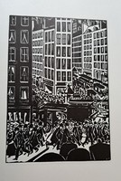 Frans Masereel (1889-1972): Metropolis. Fametszet, papír, jelzett a fametszeten