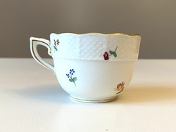 Antique Old Herend porcelain coffee cup with fleur flower decor