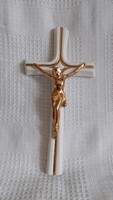 Marked, gilded porcelain cross, crucifix
