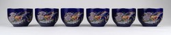 1N890 Gold pheasant blue porcelain cup or bowl set of 6 pieces