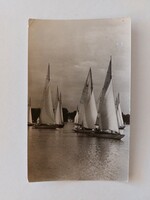 Old postcard 1957 Balaton photo postcard sailboats