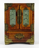 1N914 old Chinese jade musical mahogany jewelry cabinet