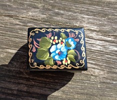 Small Russian/Soviet hand painted lacquer box with two lids