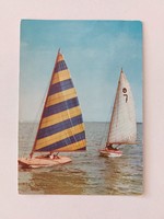 Old postcard 1962 Balaton photo postcard sailboats
