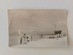 Old postcard photo postcard Balatonlelle port