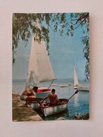 Old postcard 1973 Balaton photo postcard sailboats boats