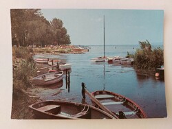 Old postcard 1978 Balaton photo postcard harbor boats