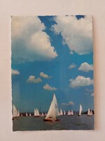 Old postcard 1975 Balaton photo postcard sailboats