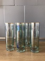 5db zöldes irizáló üveg pohár
