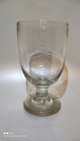 Antik nagy méretű szakított üveg kehely talpas pohár vélhetően bieder üveg pohár