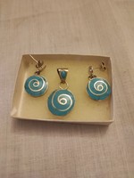 Silver earrings and pendant together