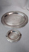 Marked silver-plated decorative tray and ashtray