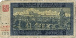 100 korun korona kronen 1940 Cseh Morva Protektorátus 1. kiadás