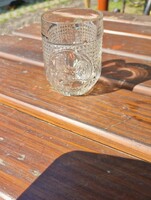 Retró óvodás ovis üveg pohár bögre kiskorsó ritkább  kakasos motívummal gyermek pohár