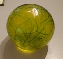 Márton Horváth: leaf weight, yellow, green, iridescent glass - flawless copy!