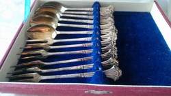 Antique silver-plated Russian Art Nouveau cake set in its original box, metal-marked rarity!