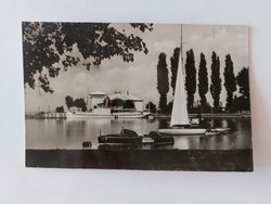 Old postcard Balatonboglár boat station photo postcard 1963