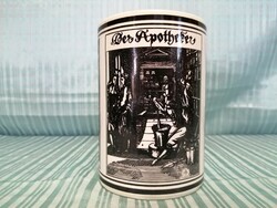 Apothecary pattern, apothecary interior, ceramics, glasses, cups, decorative items, pharmacy