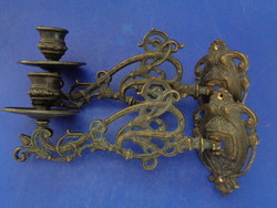 Pair of old bronze wall - piano candle holders
