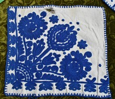Antique ethnographic needlework embroidery Transylvanian written decoration 30 x 34 cm damaged!